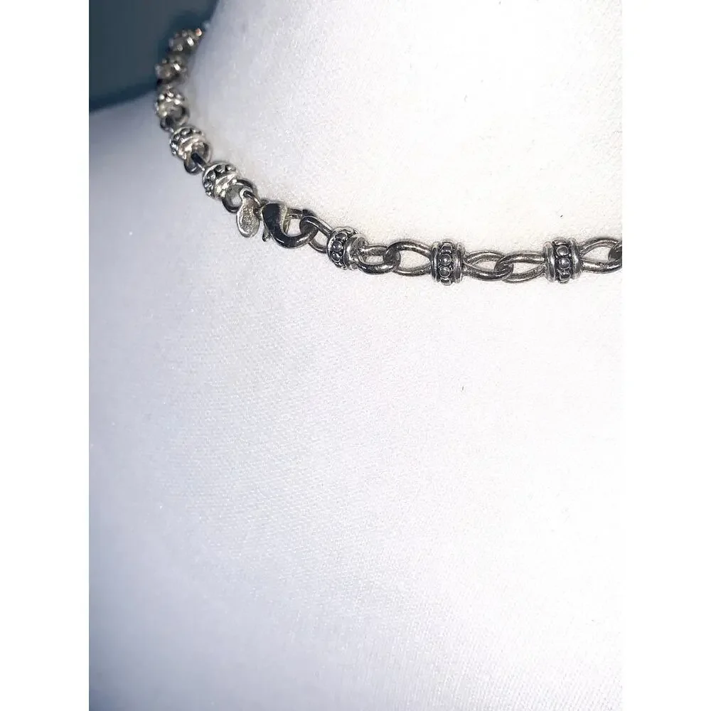 Vintage Premier Designs Silver Tone Bali Style Cable Chain Link Necklace EUC